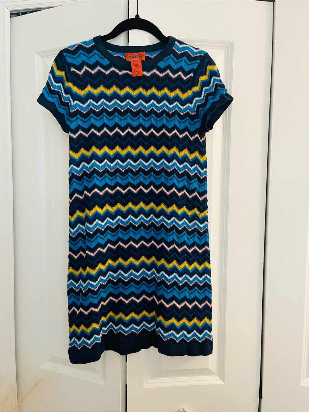 Missoni for Target Knit Short Sleeve Dress in Blue, Yellow & Pink